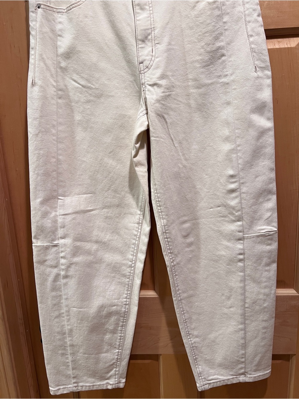 NWT Time & Tru Women’s Ivory Barrel Leg Jeans High Rise Utility Pants Ivory 14 - Picture 3 of 14